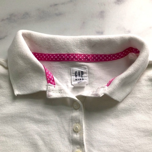 Gap Kids Short Sleeve Polo Shirt In Solid White Unisex Girls Size 4-5 XS - Picture 5 of 9